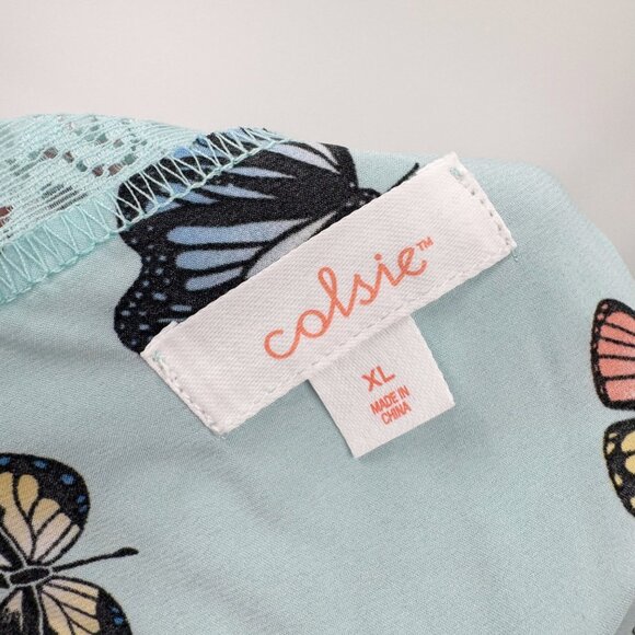 NEW Colsie Satin Butterfly Lace Trim Cropped V Neck Pajama Tank Top Size XL - Picture 7 of 9